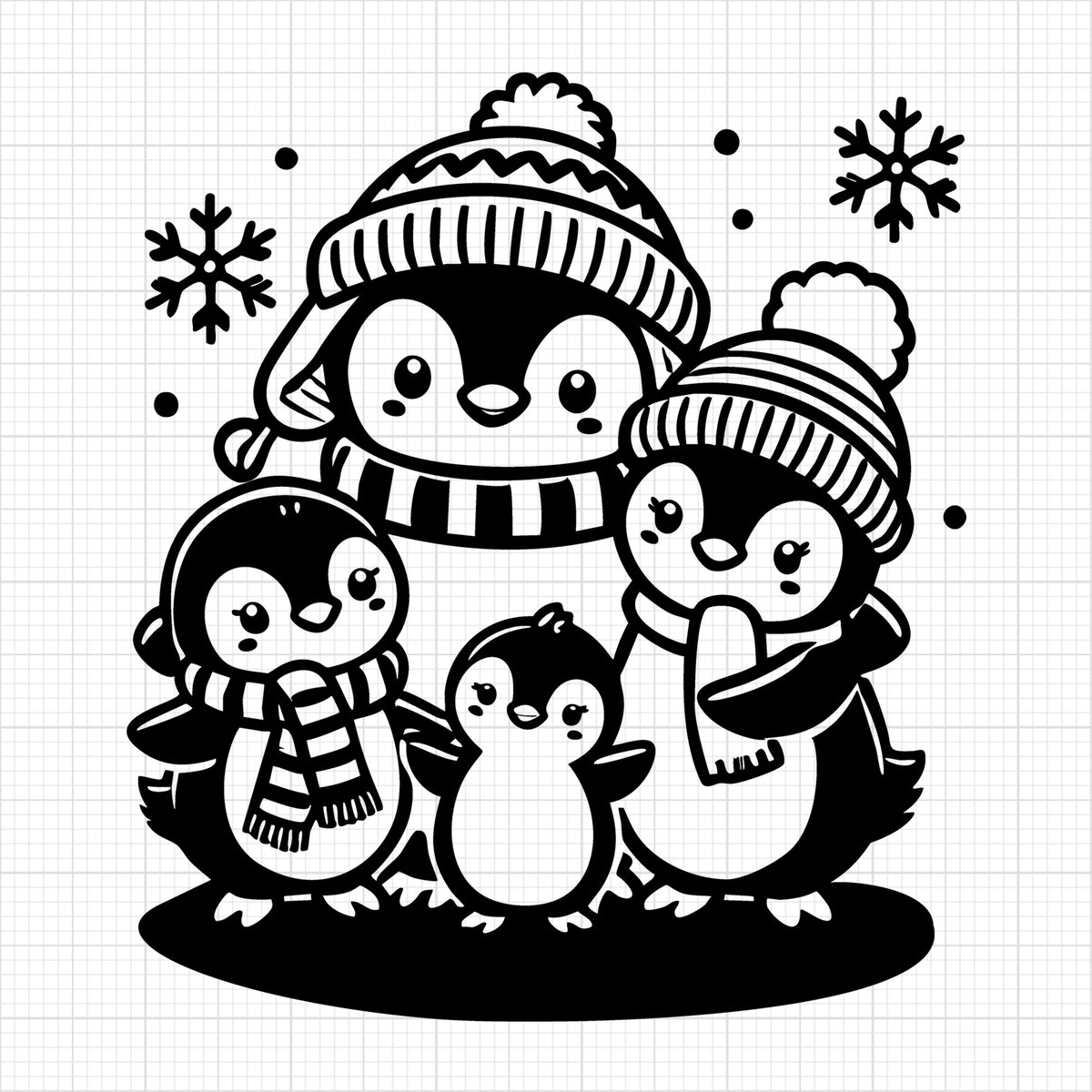 Cute Penguin Family