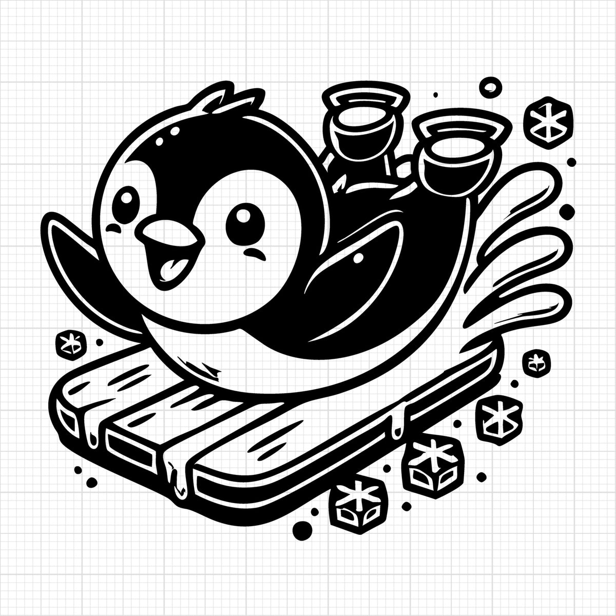 Cute Penguin Sliding on Ice
