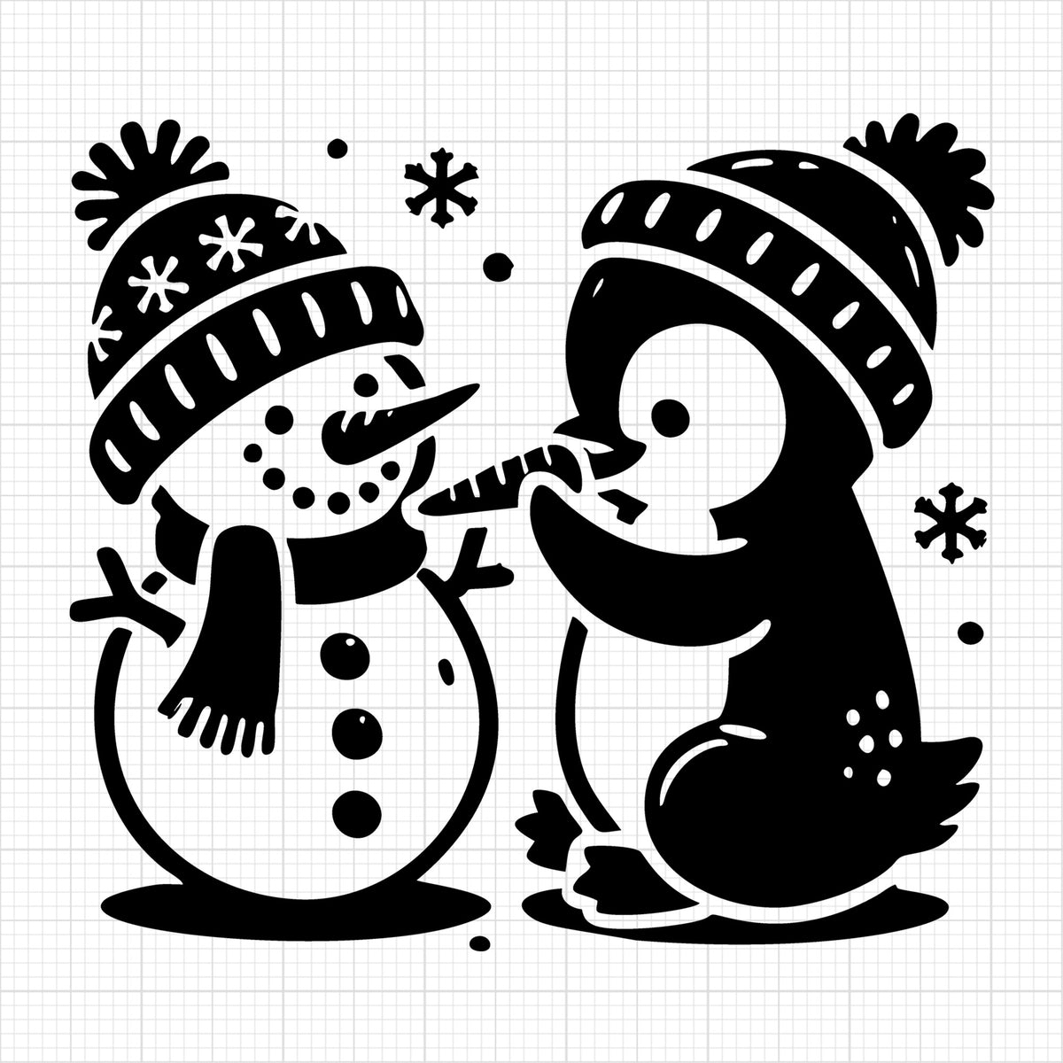 Cute Penguin and Snowman