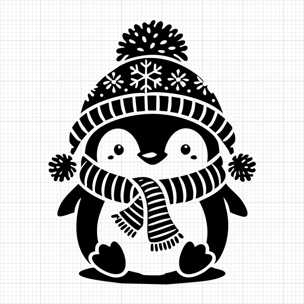 Cute Penguin with Fluffy Winter Hat