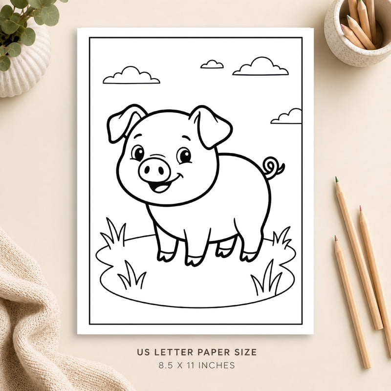 Cute Pig Coloring Page 5