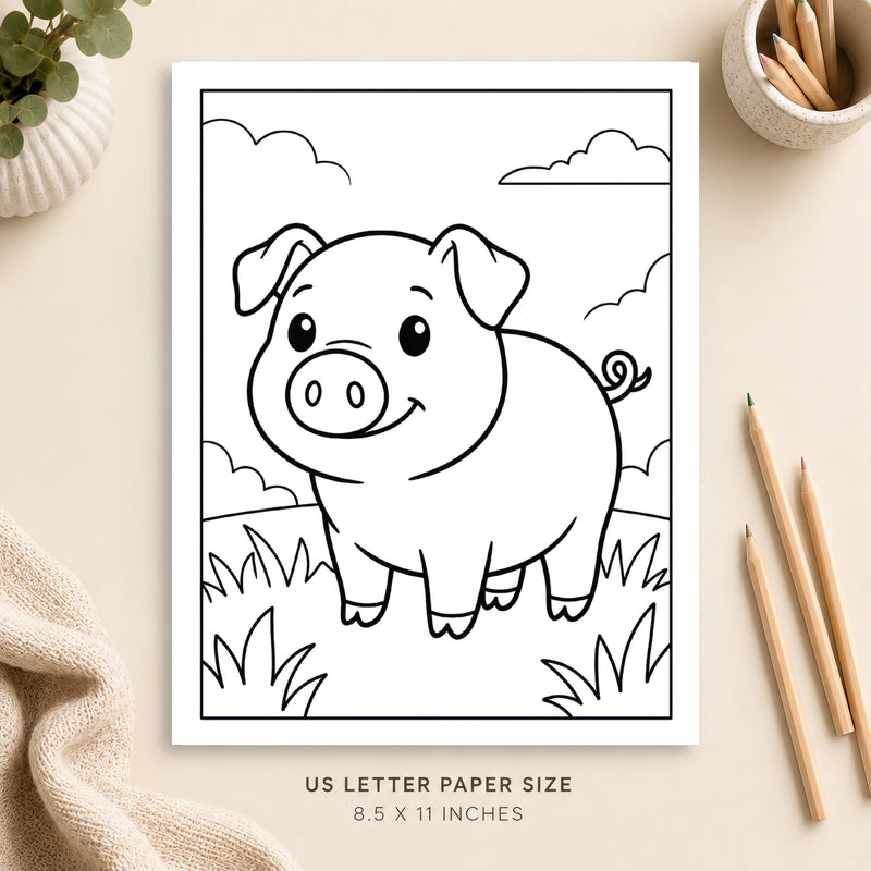 Cute Pig Coloring Page 7