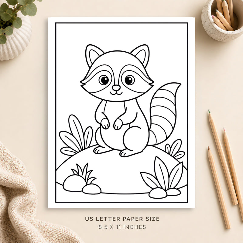 Cute Raccoon Coloring Page 3