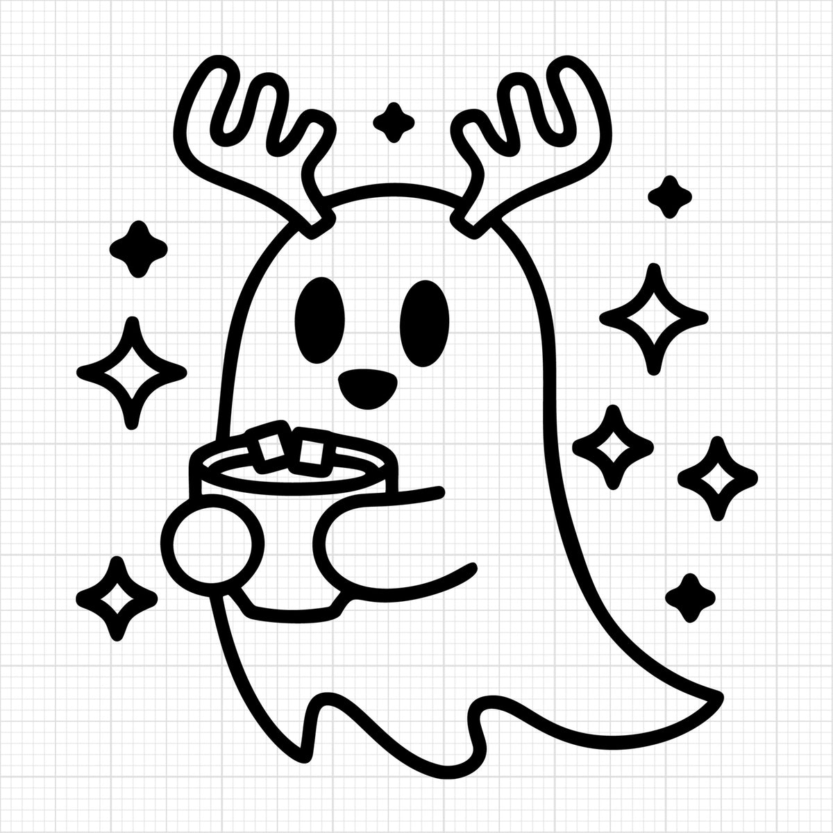 Cute Reindeer Ghost Hot Chocolate