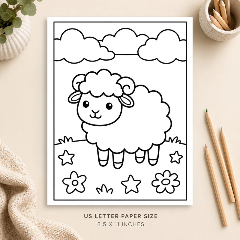Cute Sheep Coloring Page 3
