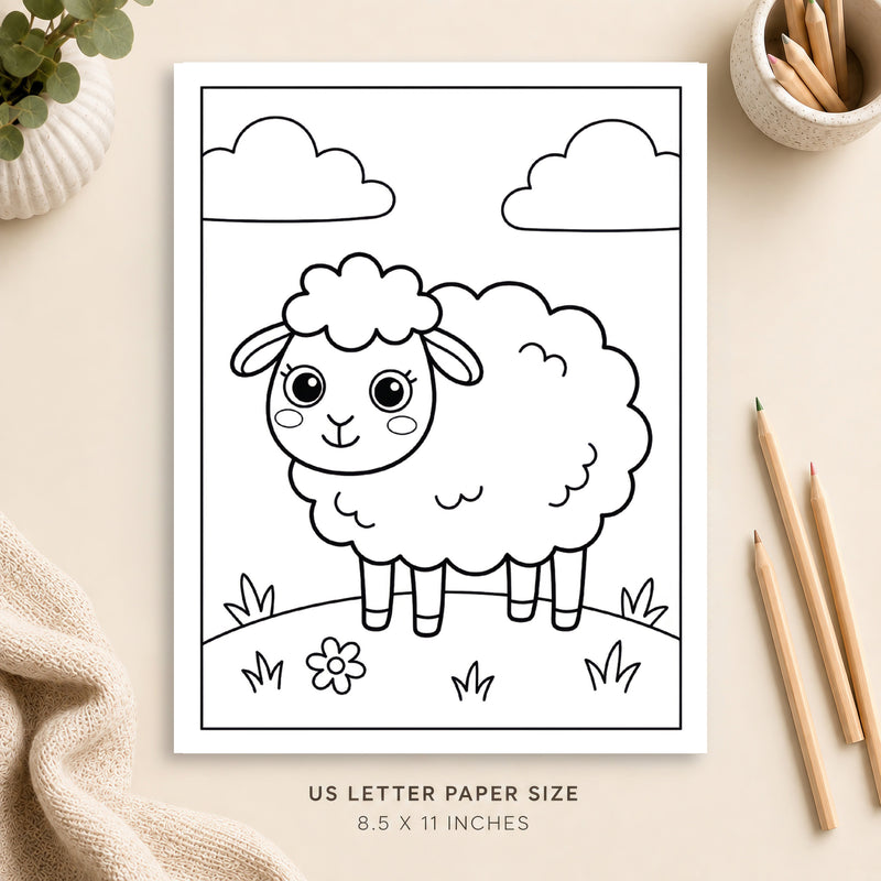 Cute Sheep Coloring Page 5