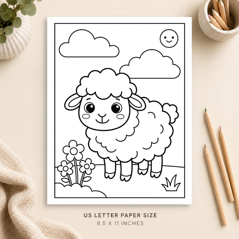Cute Sheep Coloring Page 6
