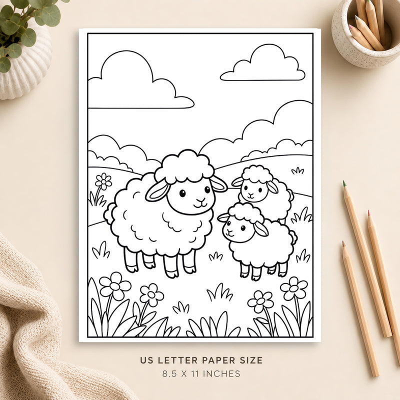 Cute Sheep Coloring Page 7
