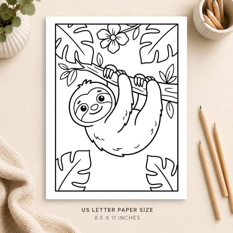 Cute Sloth Coloring Page 5