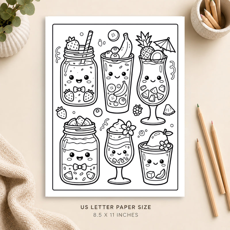 Cute Smoothie Coloring Page 1