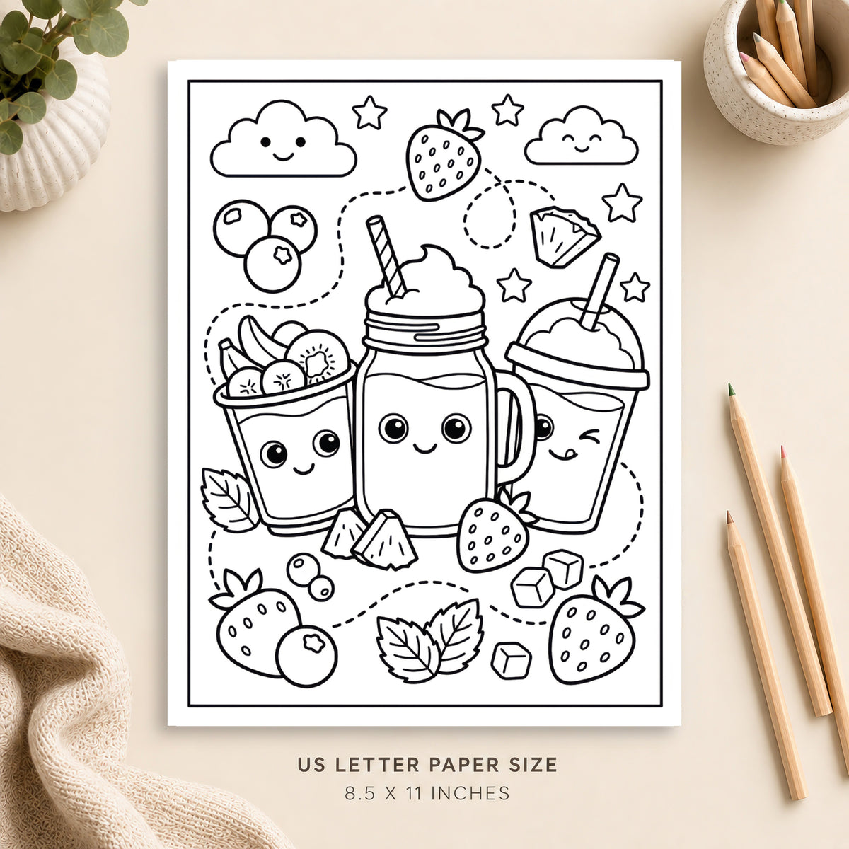 Cute Smoothie Coloring Page 3
