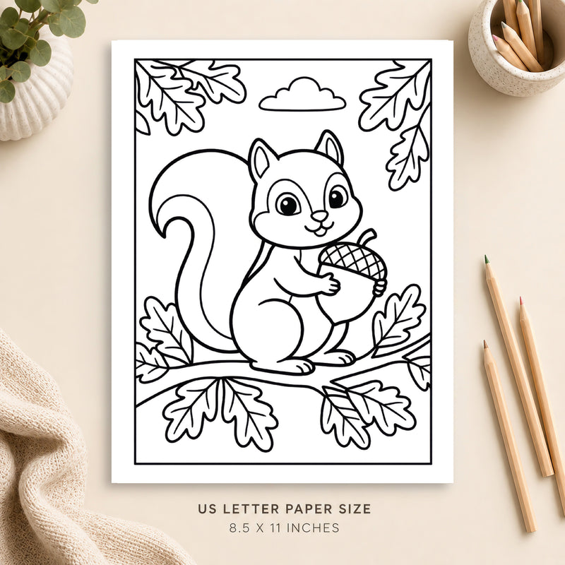 Cute Squirrel Coloring Page 2