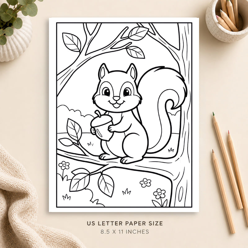 Cute Squirrel Coloring Page 4