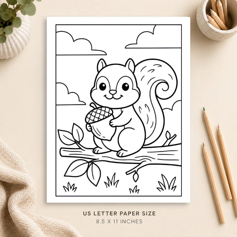 Cute Squirrel Coloring Page 6