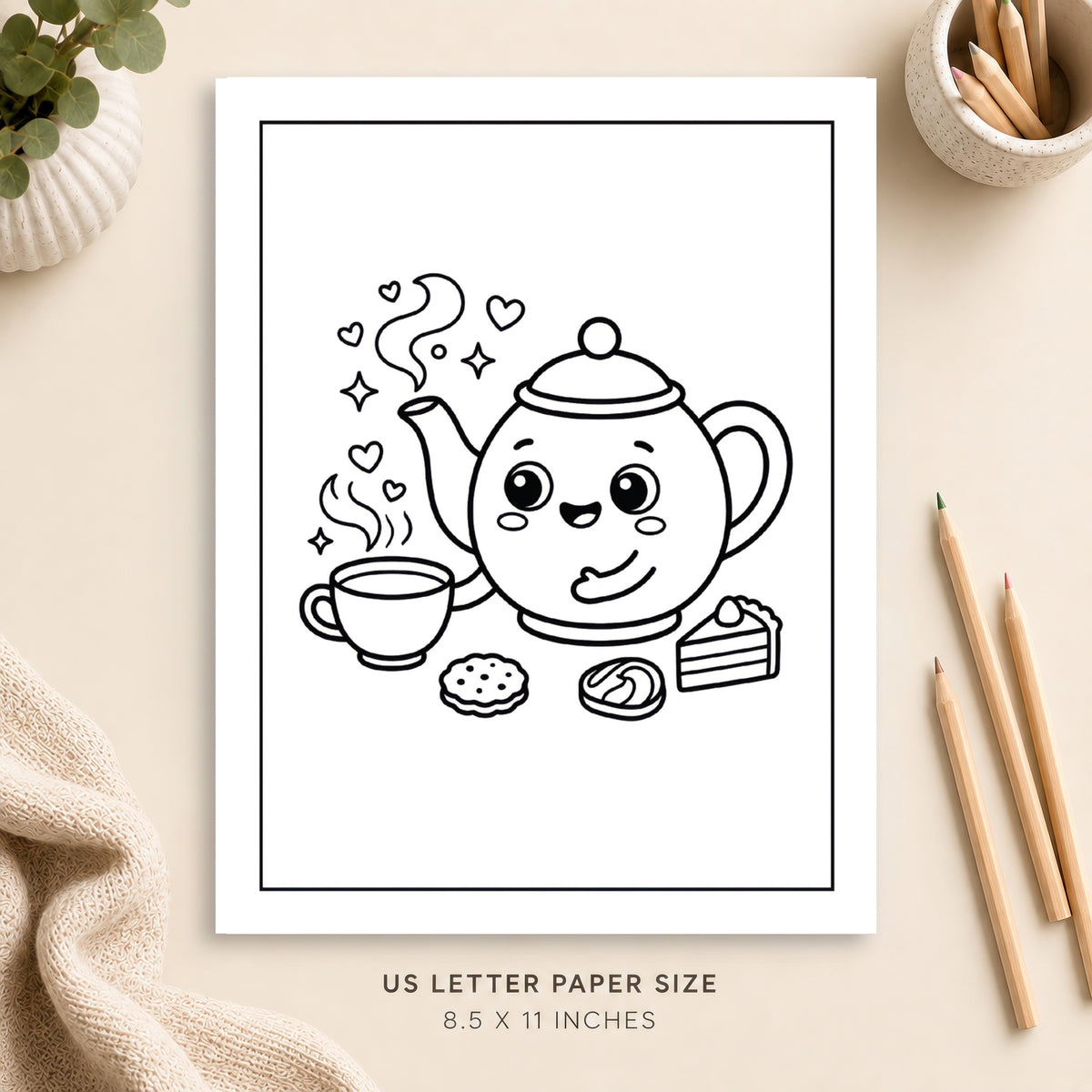 Cute Tea Coloring Page 2