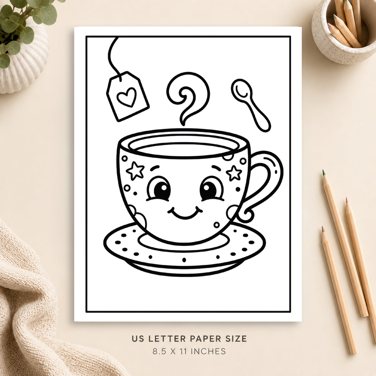 Cute Tea Coloring Page 3