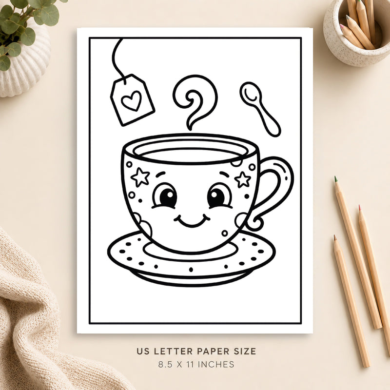 Cute Tea Coloring Page 3