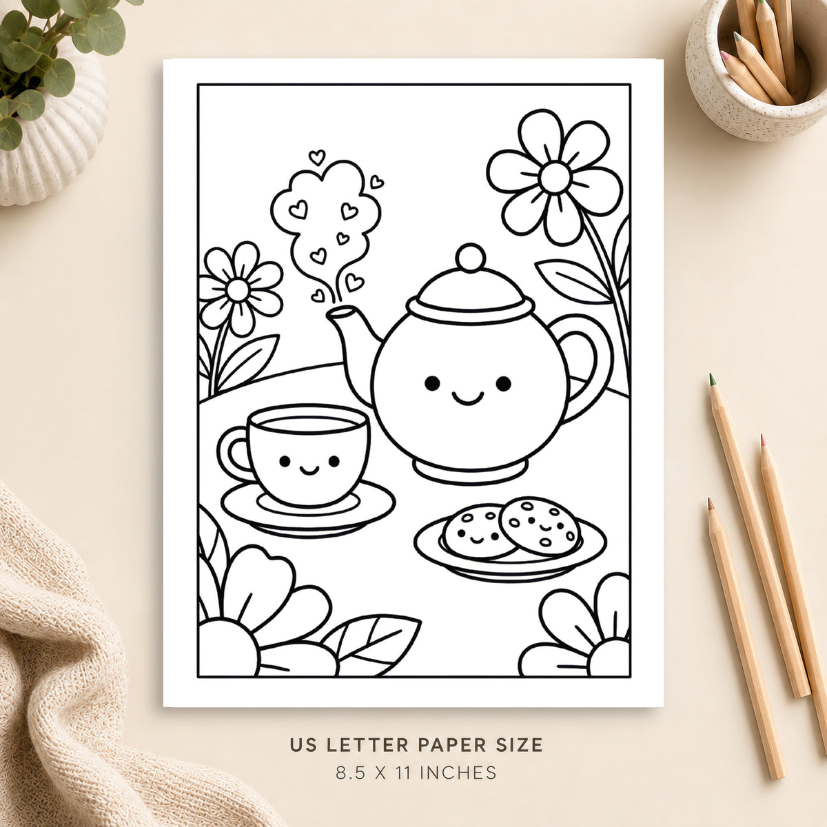Cute Tea Coloring Page 4
