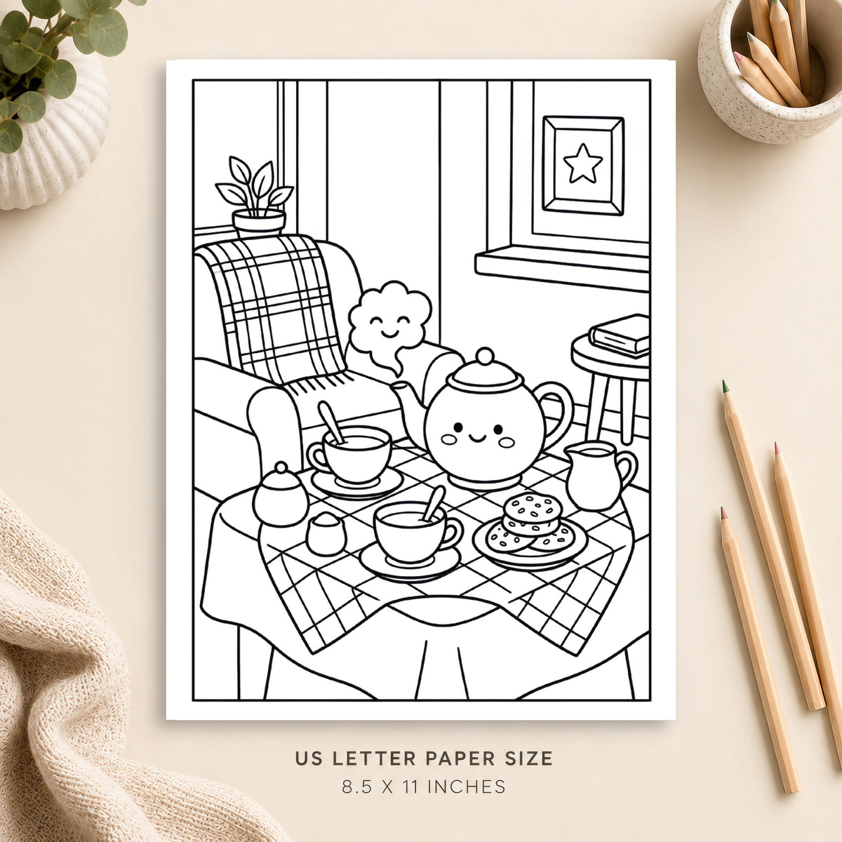 Cute Tea Coloring Page 6