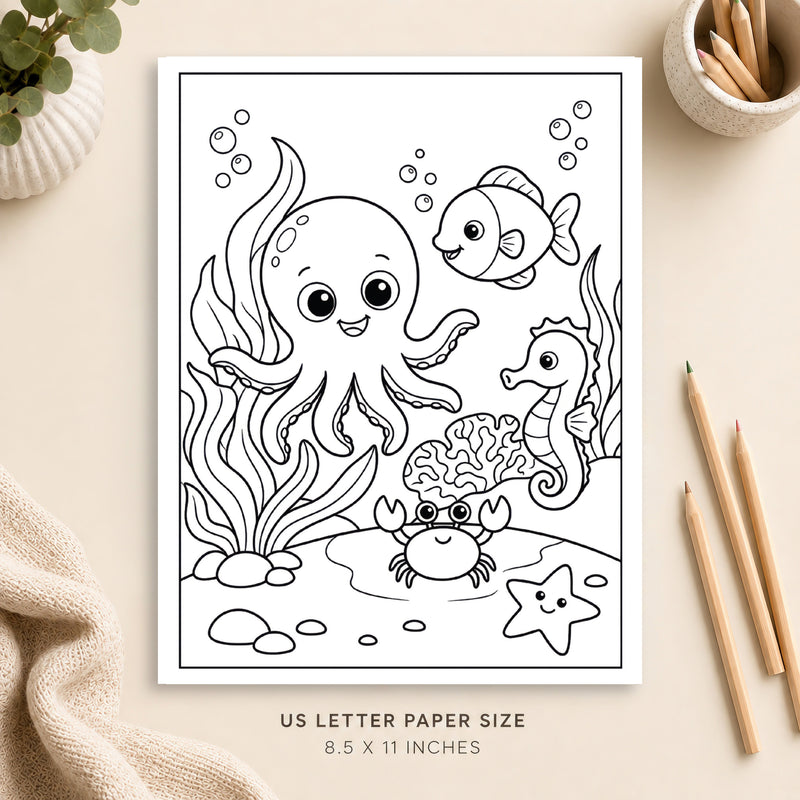 Cute Under the Sea Coloring Page 2
