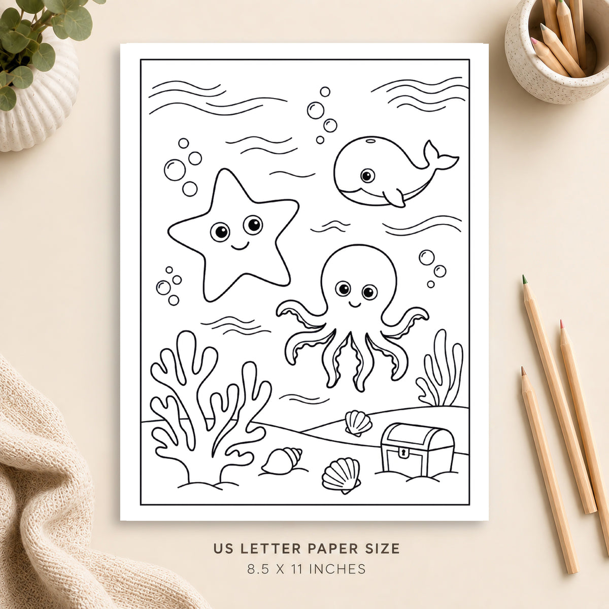 Cute Under the Sea Coloring Page 3