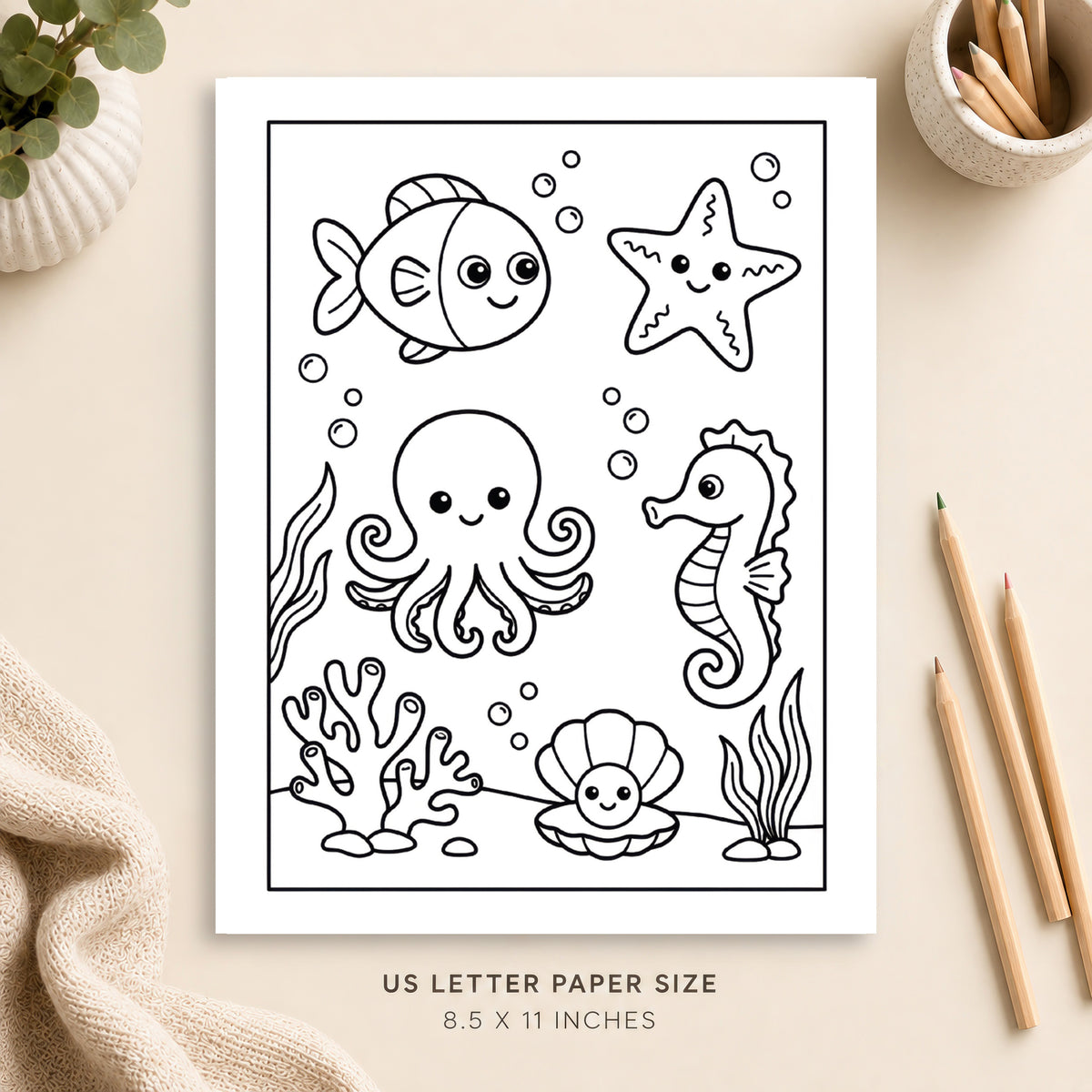 Cute Under the Sea Coloring Page 4