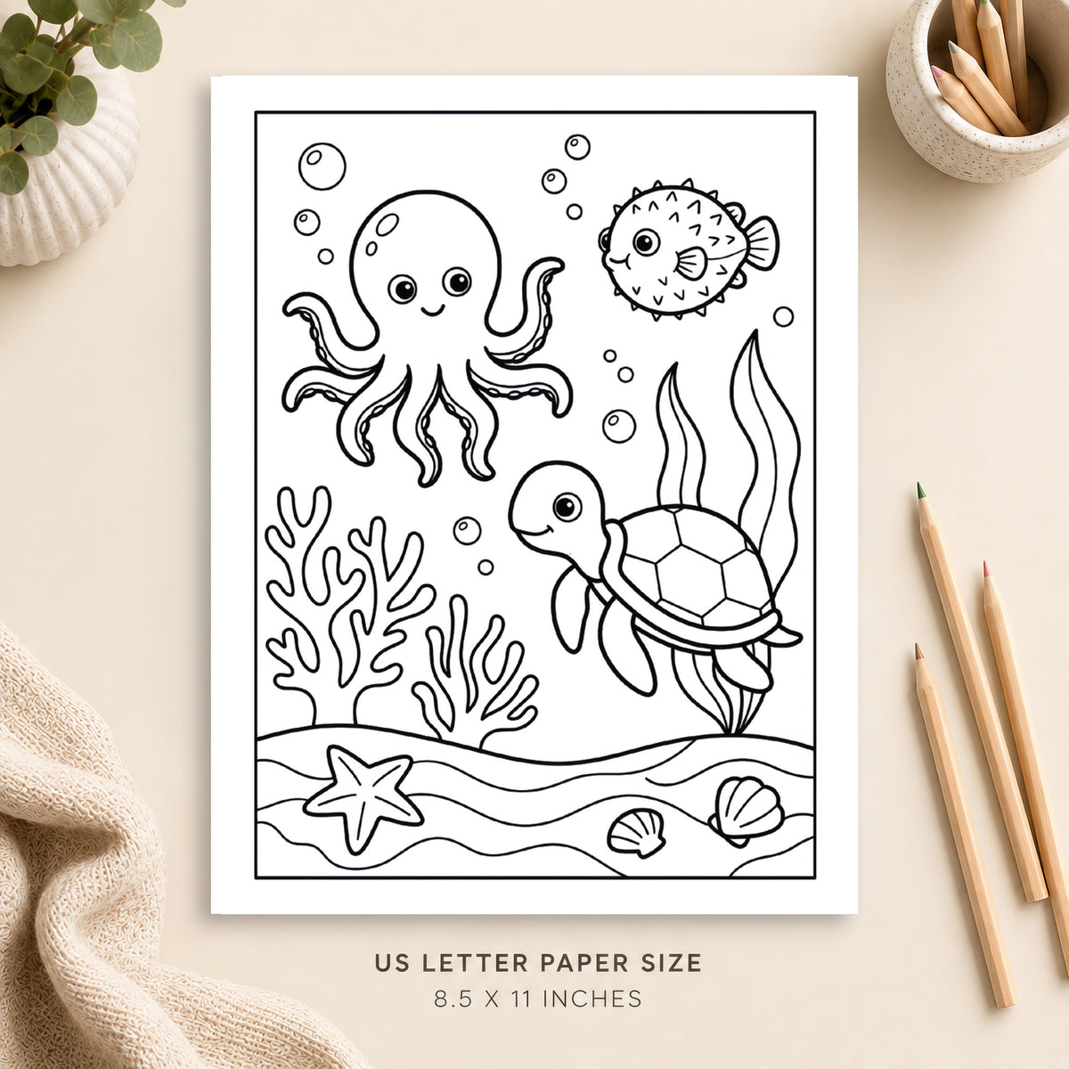 Cute Under the Sea Coloring Page 6