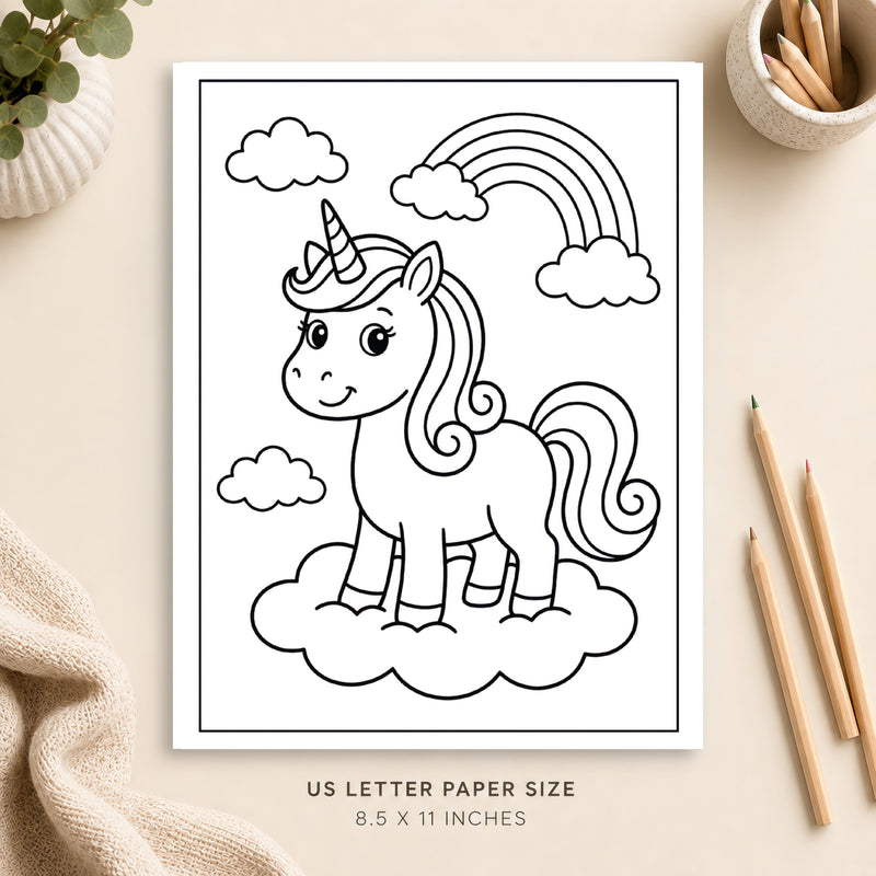 Cute Unicorn Coloring Page 2