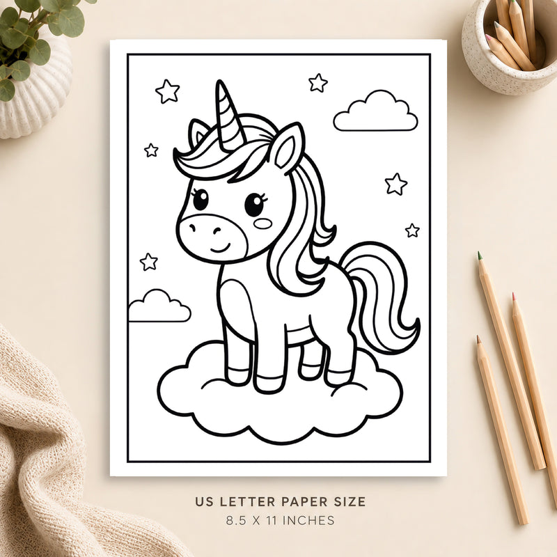 Cute Unicorn Coloring Page 3