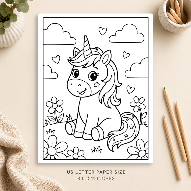 Cute Unicorn Coloring Page 7