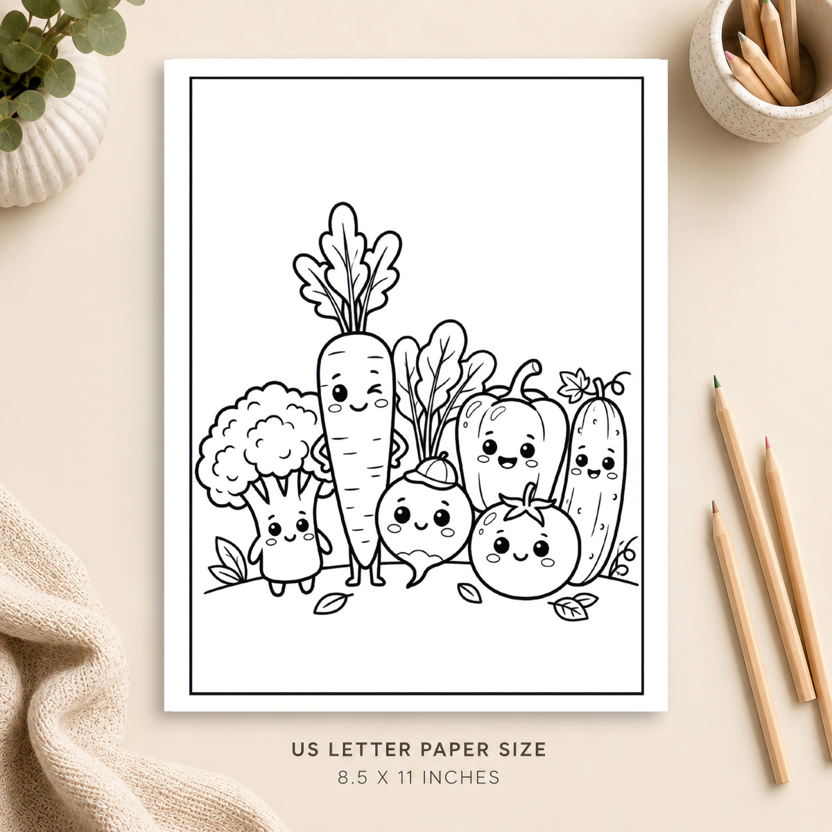 Cute Vegetables Coloring Page 4