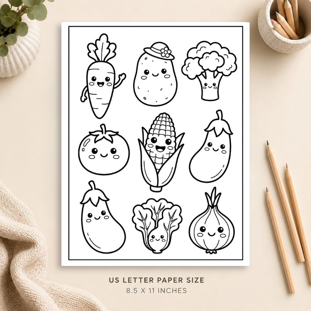 Cute Vegetables Coloring Page 5