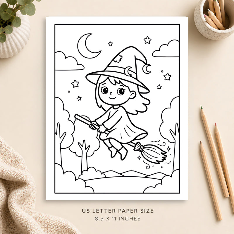 Cute Witch Coloring Page 6