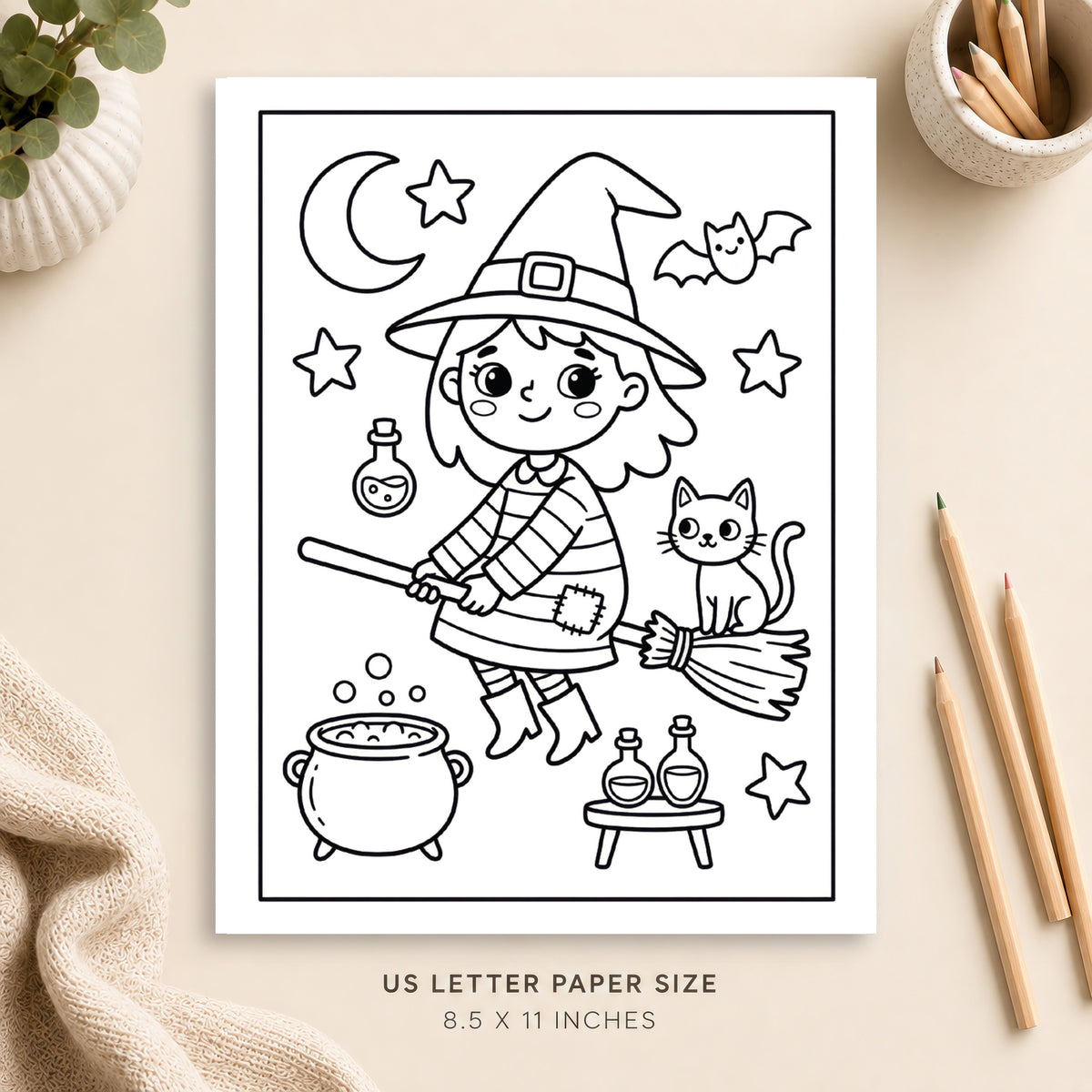 Cute Witch Coloring Page 8