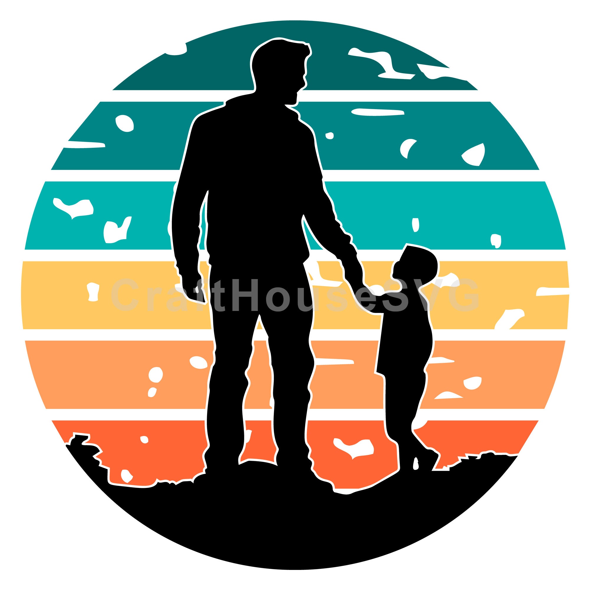 Dad And Son Silhouette SVG