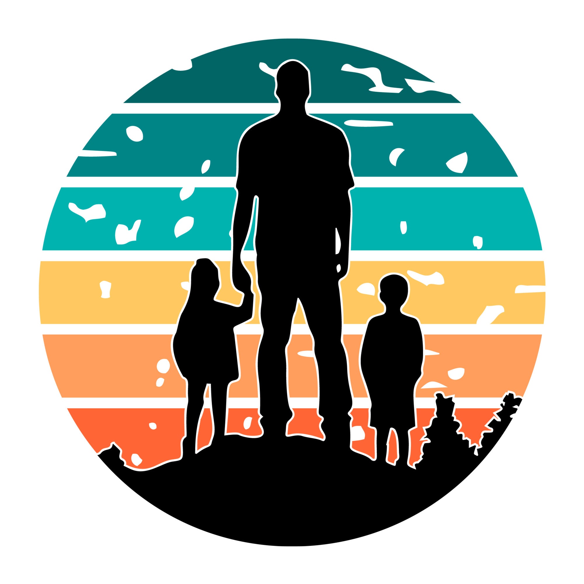 Dad And Kids Silhouette SVG design for Cricut, Silhouette, laser cutting, vinyl, sublimation, and Father's Day craft projects.