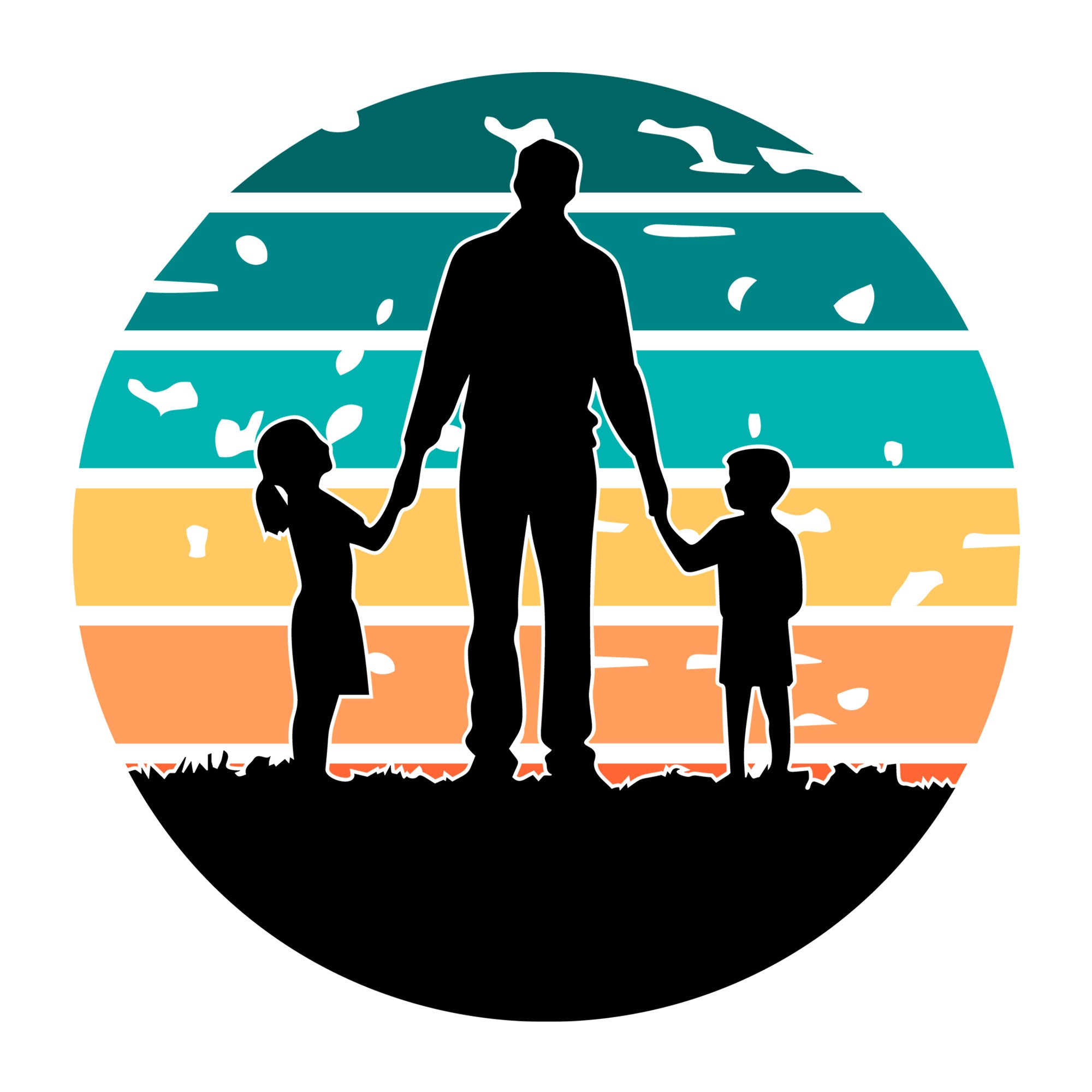 Dad And Kids Silhouette SVG design for Cricut, Silhouette, laser cutting, vinyl, sublimation, and Father's Day craft projects.