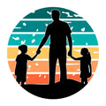 Dad And Kids Silhouette SVG design for Cricut, Silhouette, laser cutting, vinyl, sublimation, and Father's Day craft projects.
