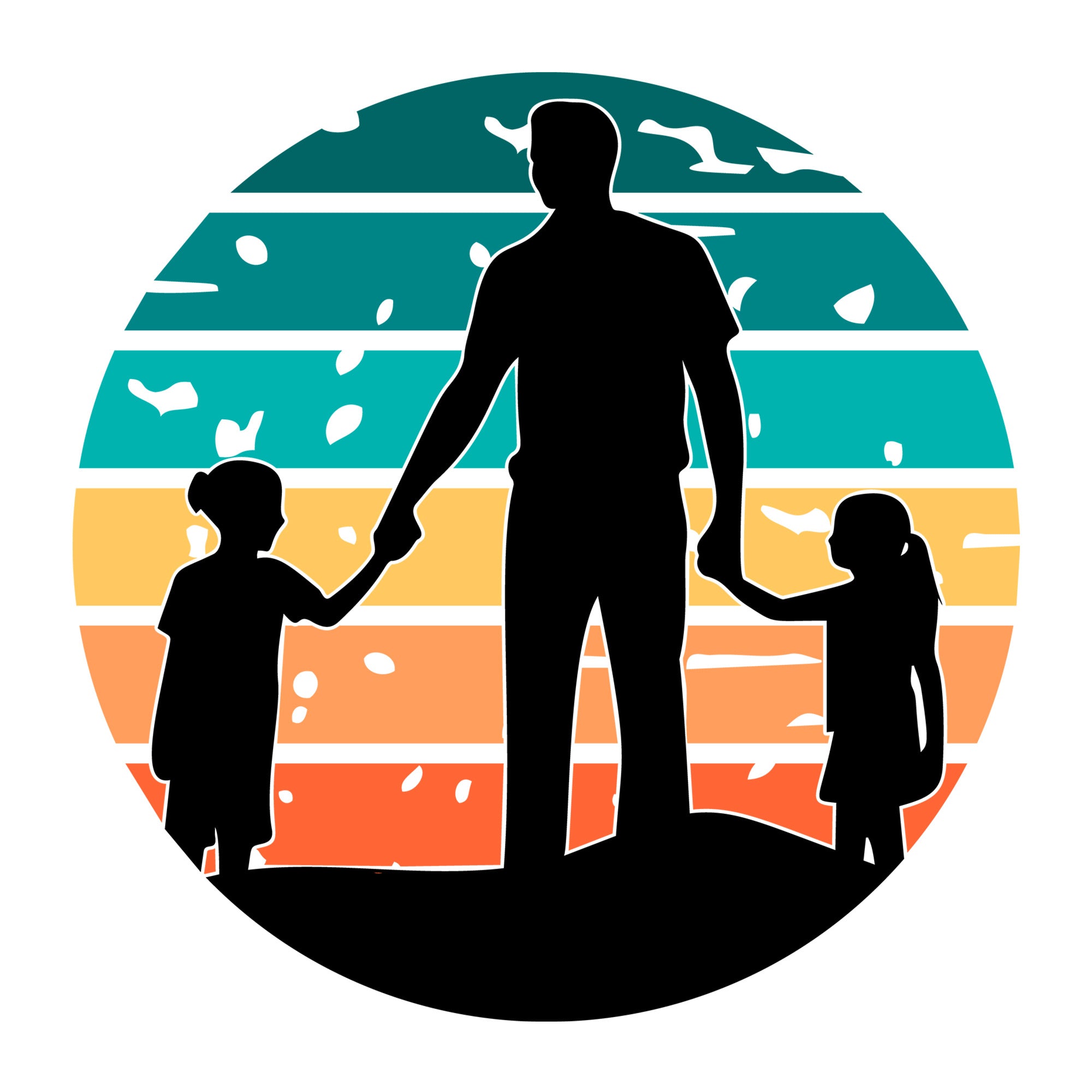 Dad And Kids Silhouette SVG design for Cricut, Silhouette, laser cutting, vinyl, sublimation, and Father's Day craft projects.