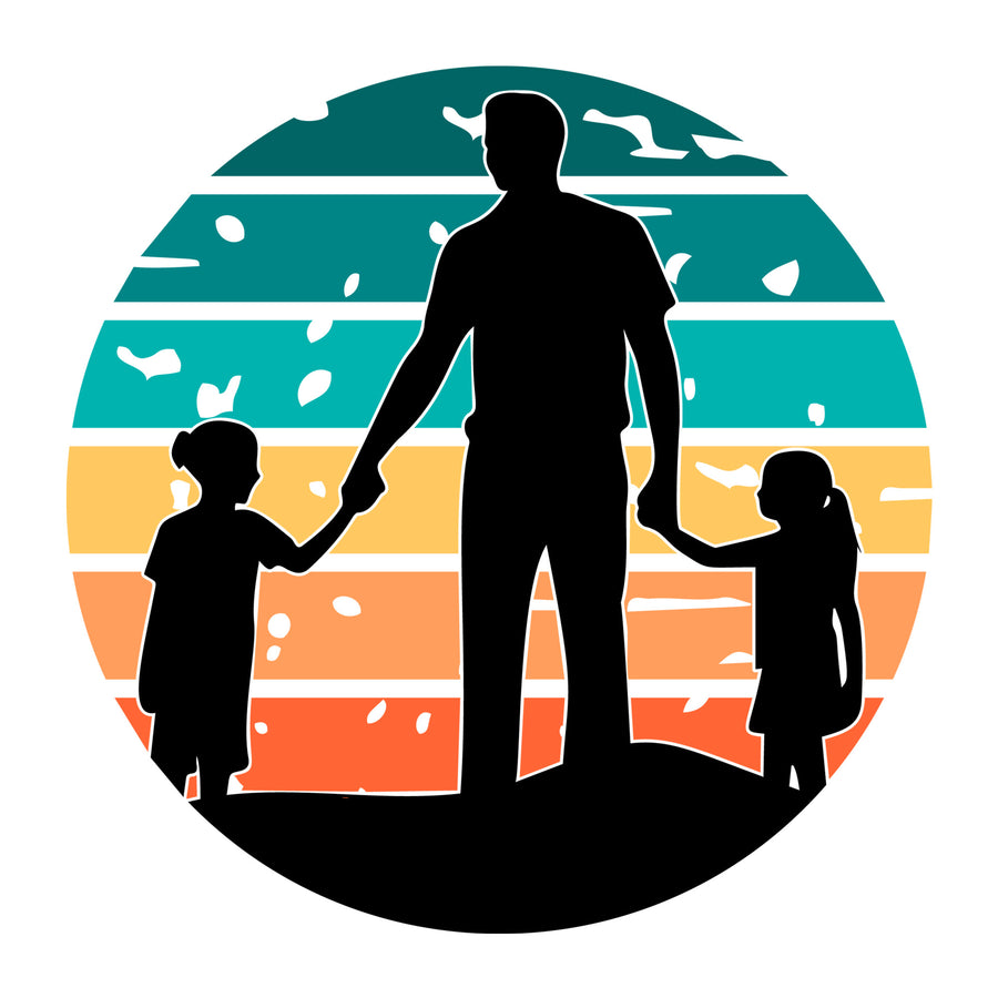Dad And Kids Silhouette SVG design for Cricut, Silhouette, laser cutting, vinyl, sublimation, and Father's Day craft projects.