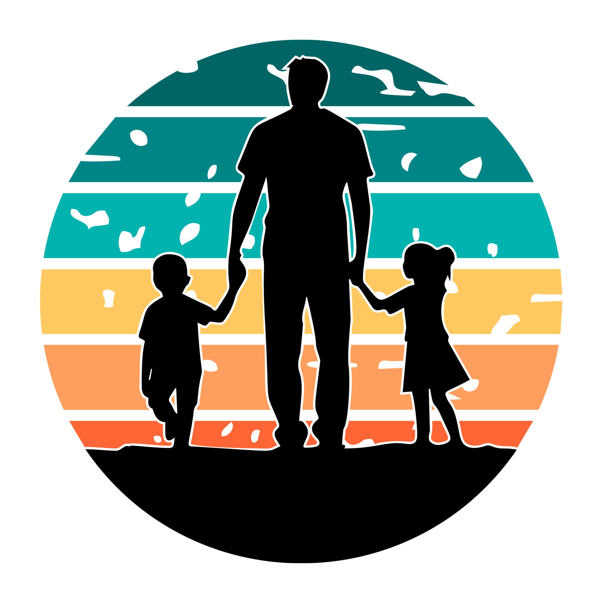Dad And Kids Silhouette SVG design for Cricut, Silhouette, laser cutting, vinyl, sublimation, and Father's Day craft projects.