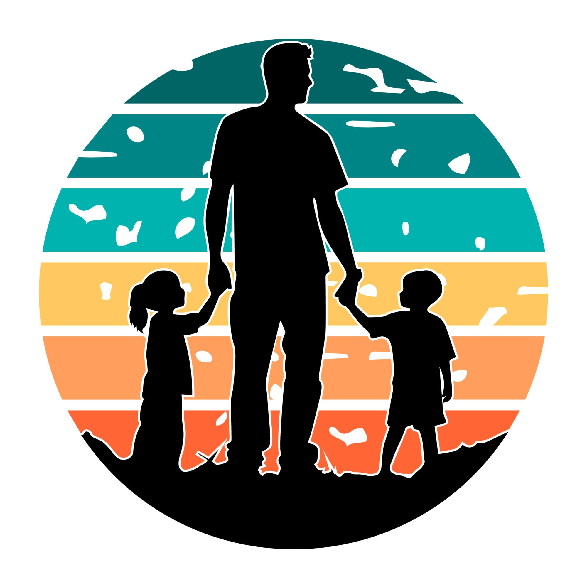Dad And Kids Silhouette SVG design for Cricut, Silhouette, laser cutting, vinyl, sublimation, and Father's Day craft projects.