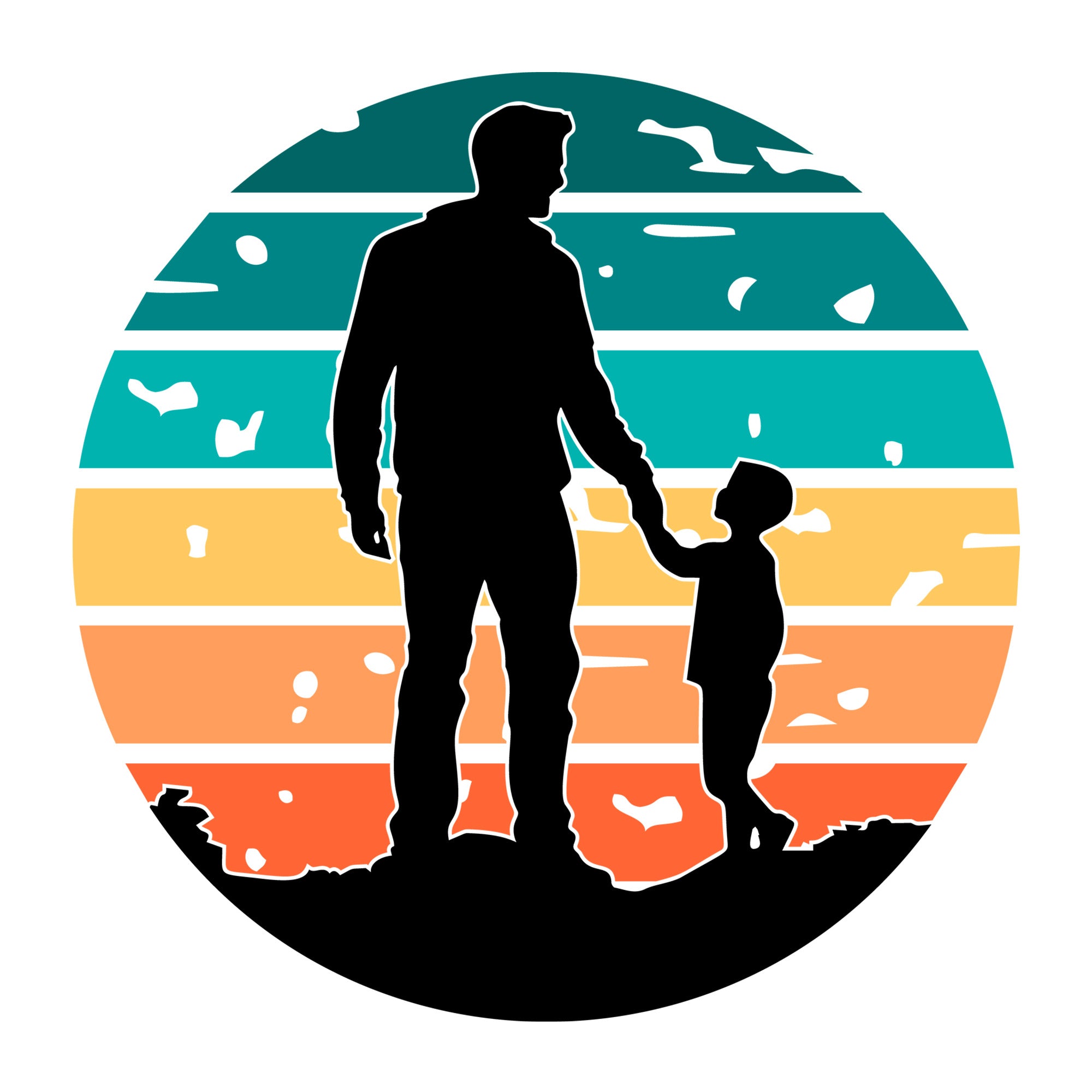 Dad And Son Silhouette SVG design for Cricut, Silhouette, laser cutting, vinyl, sublimation, and Father's Day craft projects.