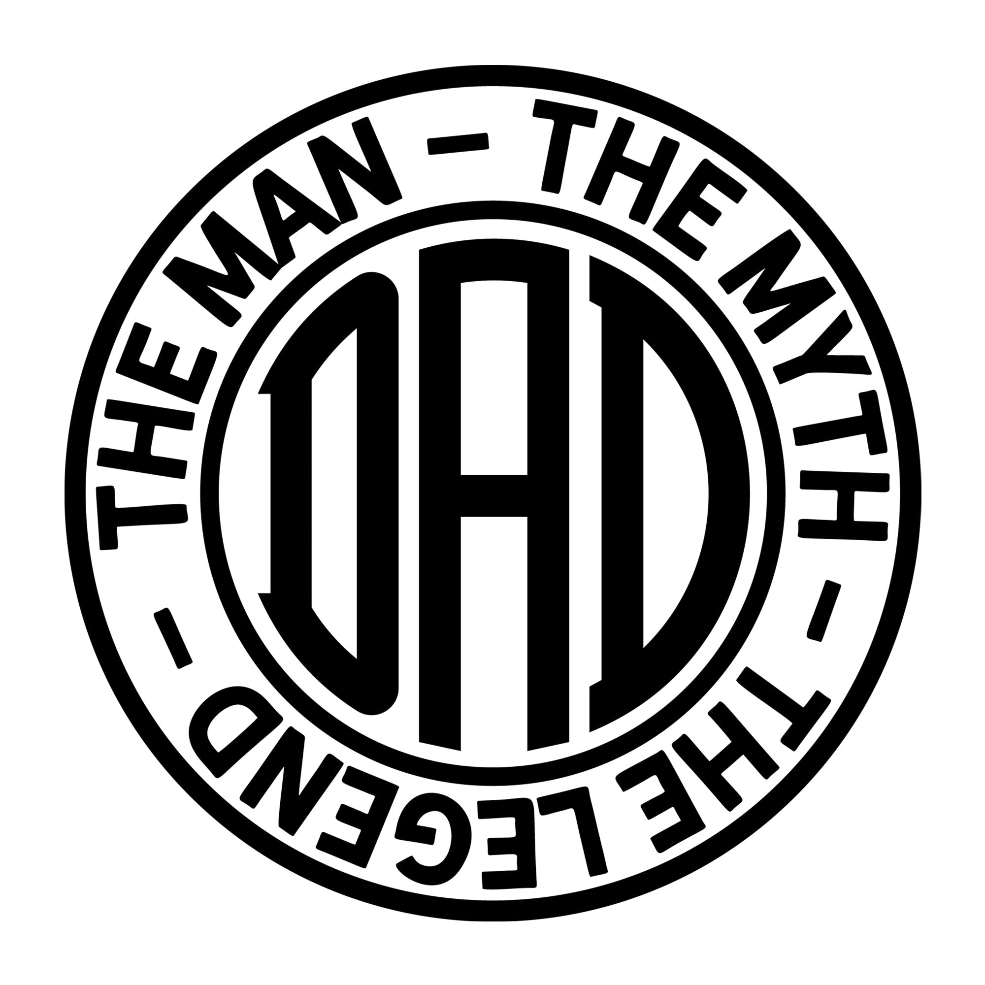 Dad The Man The Myth The Legend SVG design for Cricut, Silhouette, laser cutting, vinyl, sublimation, and Father's Day craft projects.