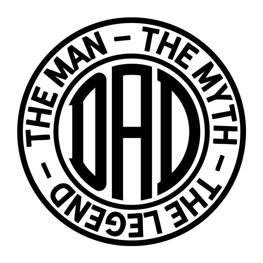 Dad The Man The Myth The Legend SVG design for Cricut, Silhouette, laser cutting, vinyl, sublimation, and Father's Day craft projects.