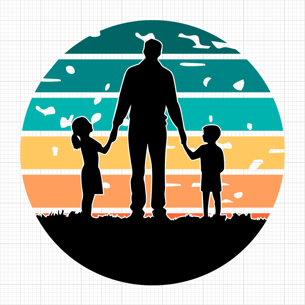 Dad And Kids Silhouette 2