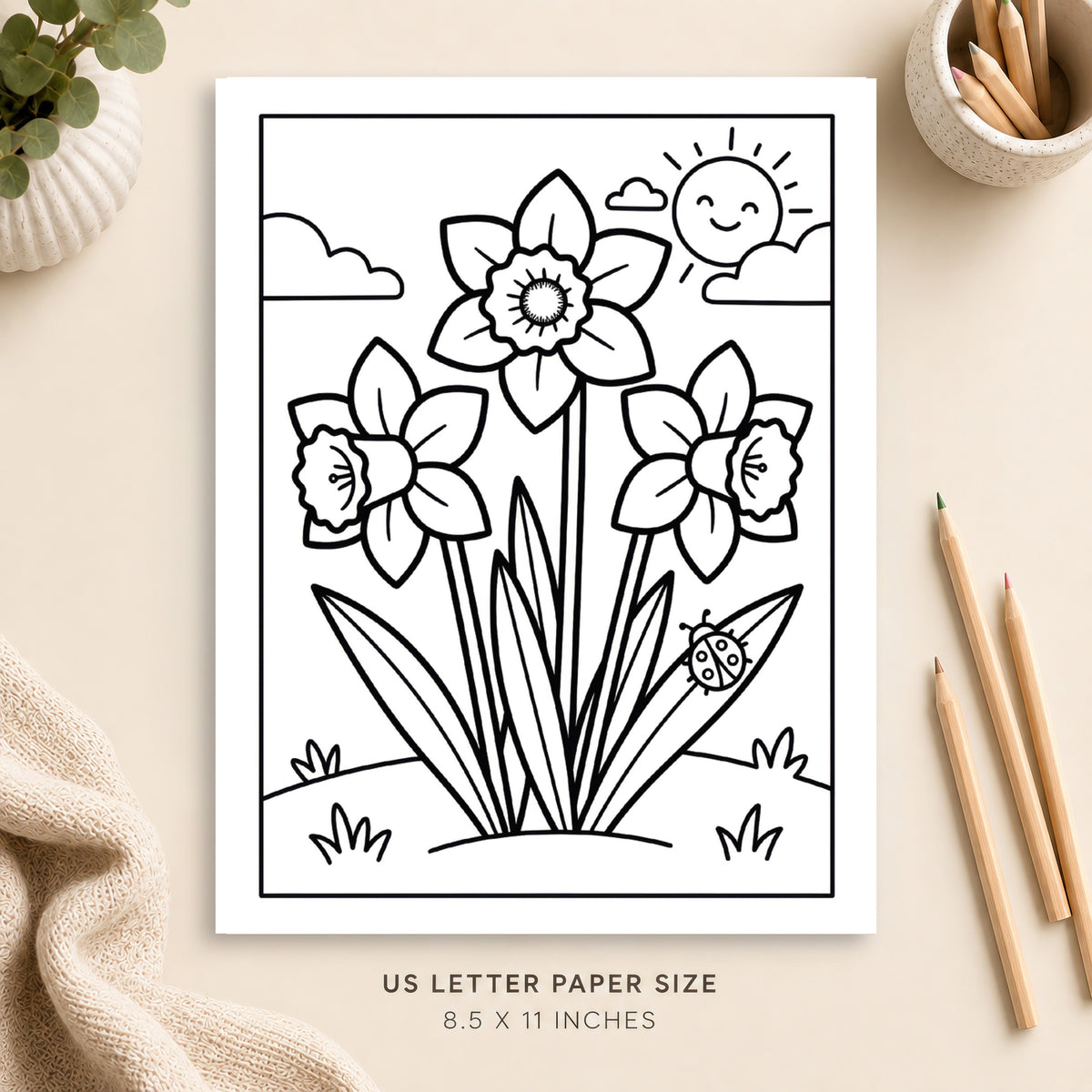 Daffodils Coloring Page 1