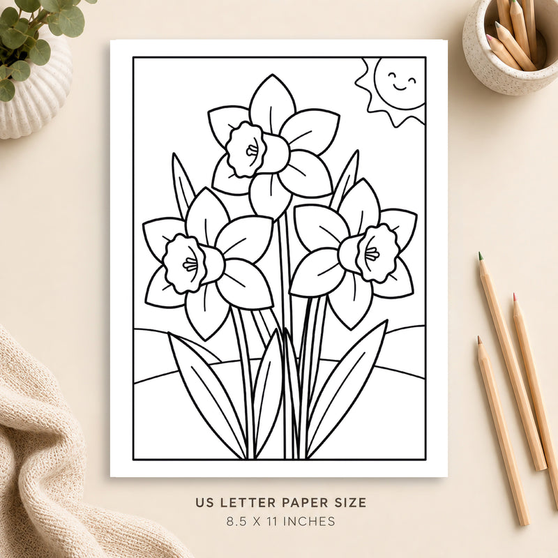 Daffodils Coloring Page 2