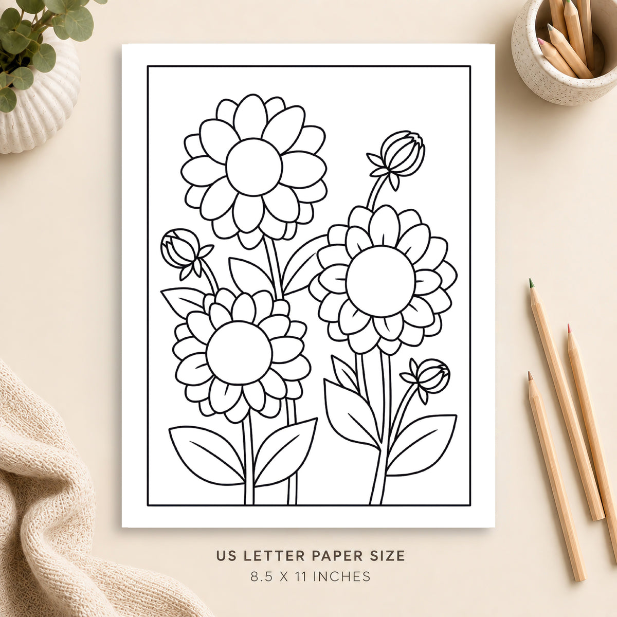 Dahlias Coloring Page 1