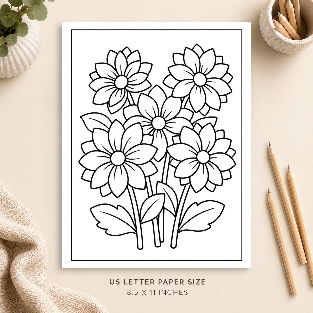 Dahlias Coloring Page 4